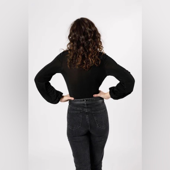 NWT Band Of The Free AGGIE BLACK COWL NECK BODYSUIT Bohemian Balloon Sleeves - Picture 5 of 5